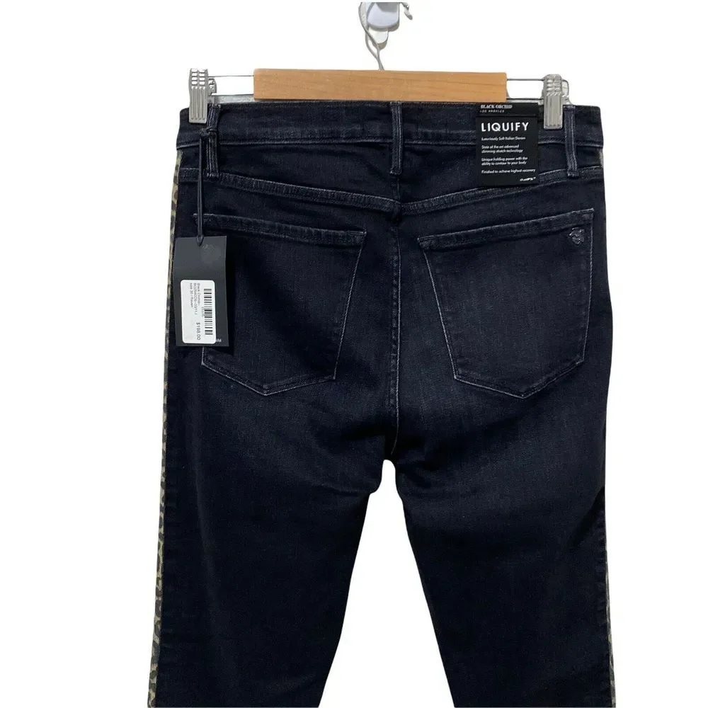 Black Orchid Gisele High Rise Super Skinny Jeans Side Stripes in Raven 27 $198
